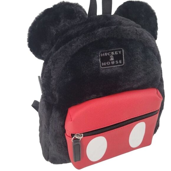 Disney Mickey Mouse Soft Fuzzy Faux Fur with Ears Mini Backpack NWT main image 10